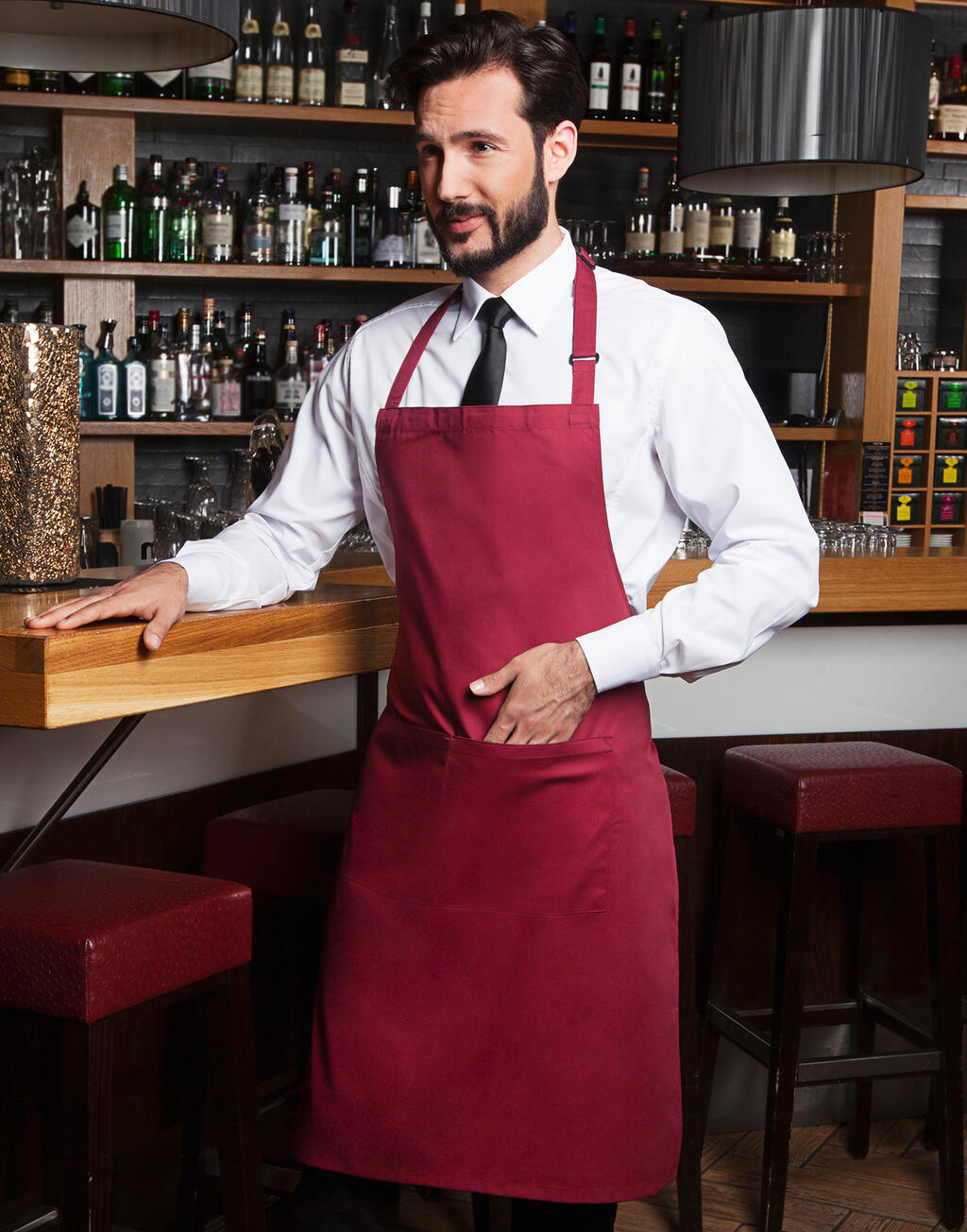 Bib Apron Basic with Pocket in Farbe White