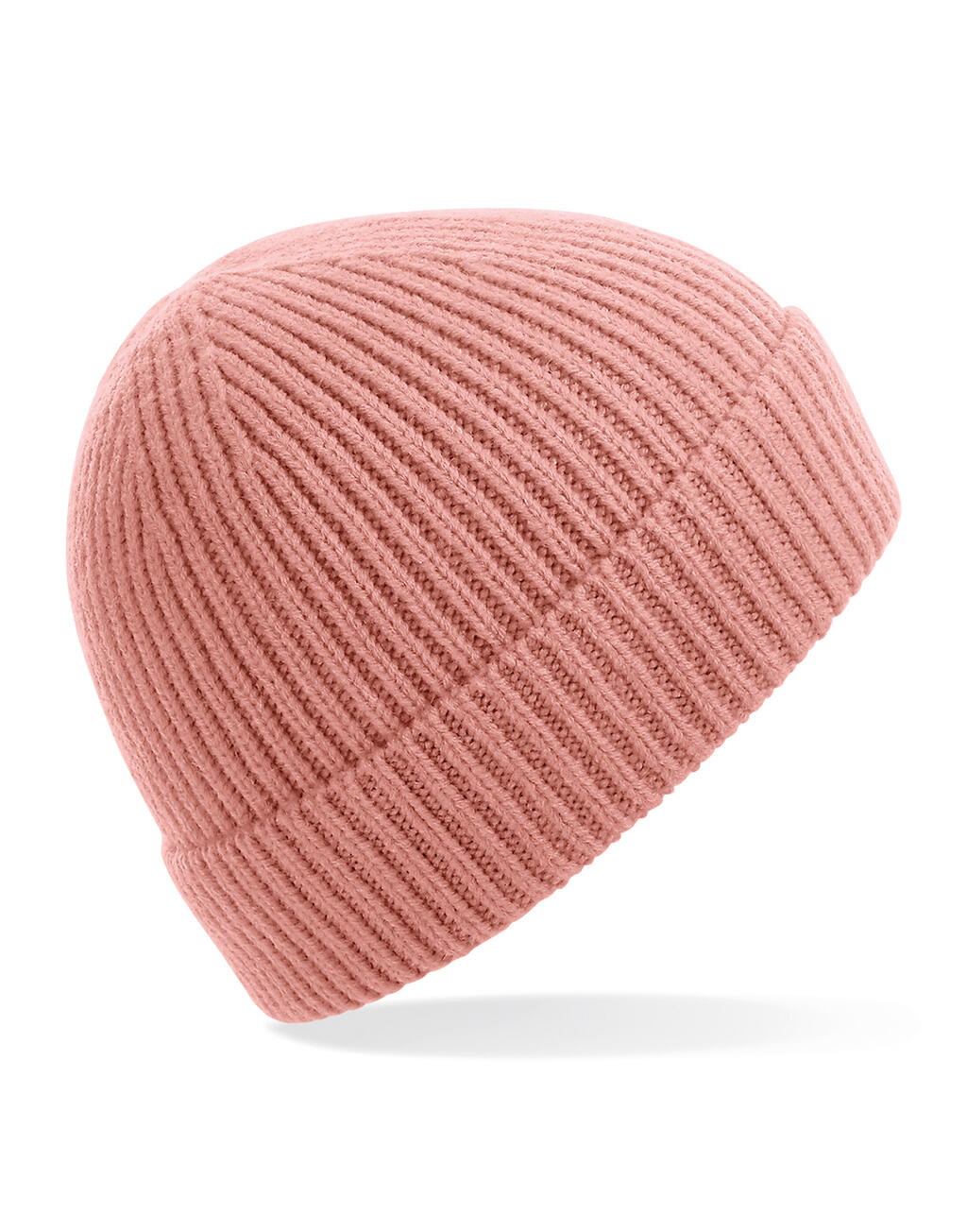 Engineered Knit Ribbed Beanie in Farbe White