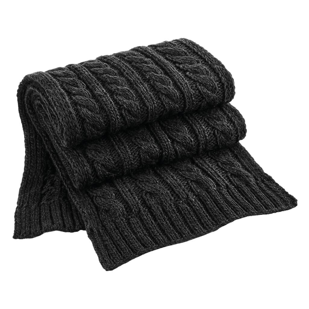 Cable Knit Melange Scarf in Farbe Black