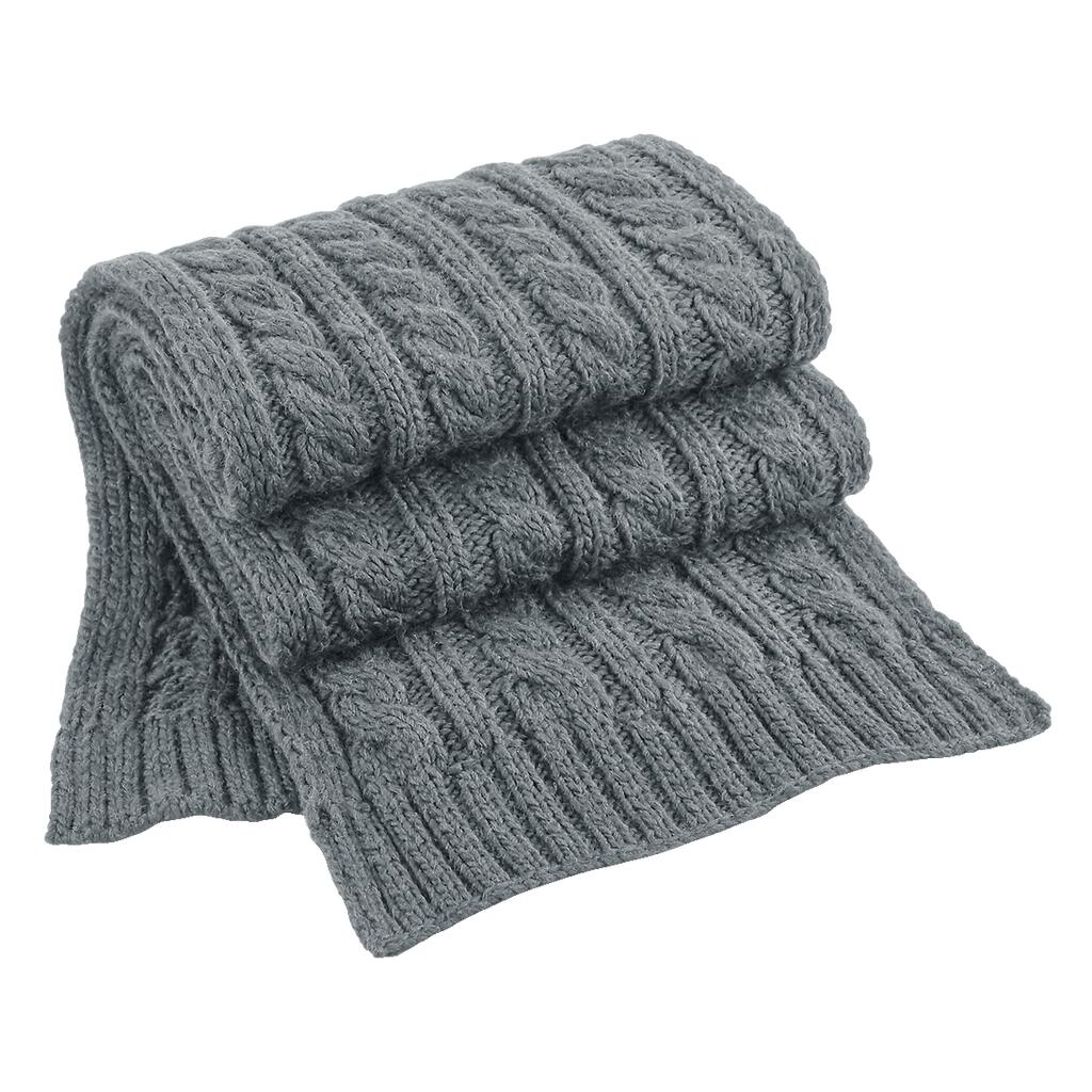 Cable Knit Melange Scarf in Farbe Light Grey