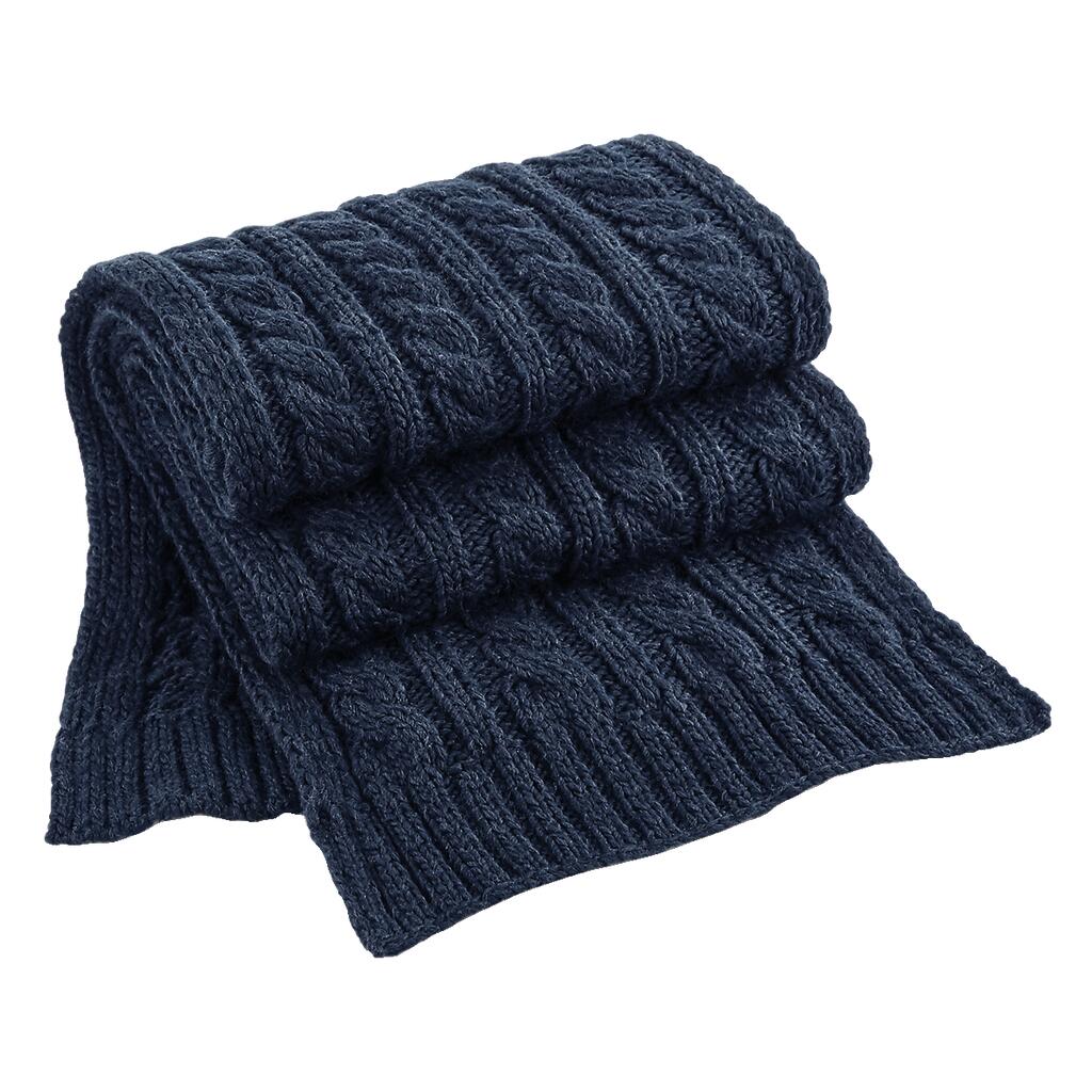 Cable Knit Melange Scarf in Farbe Navy