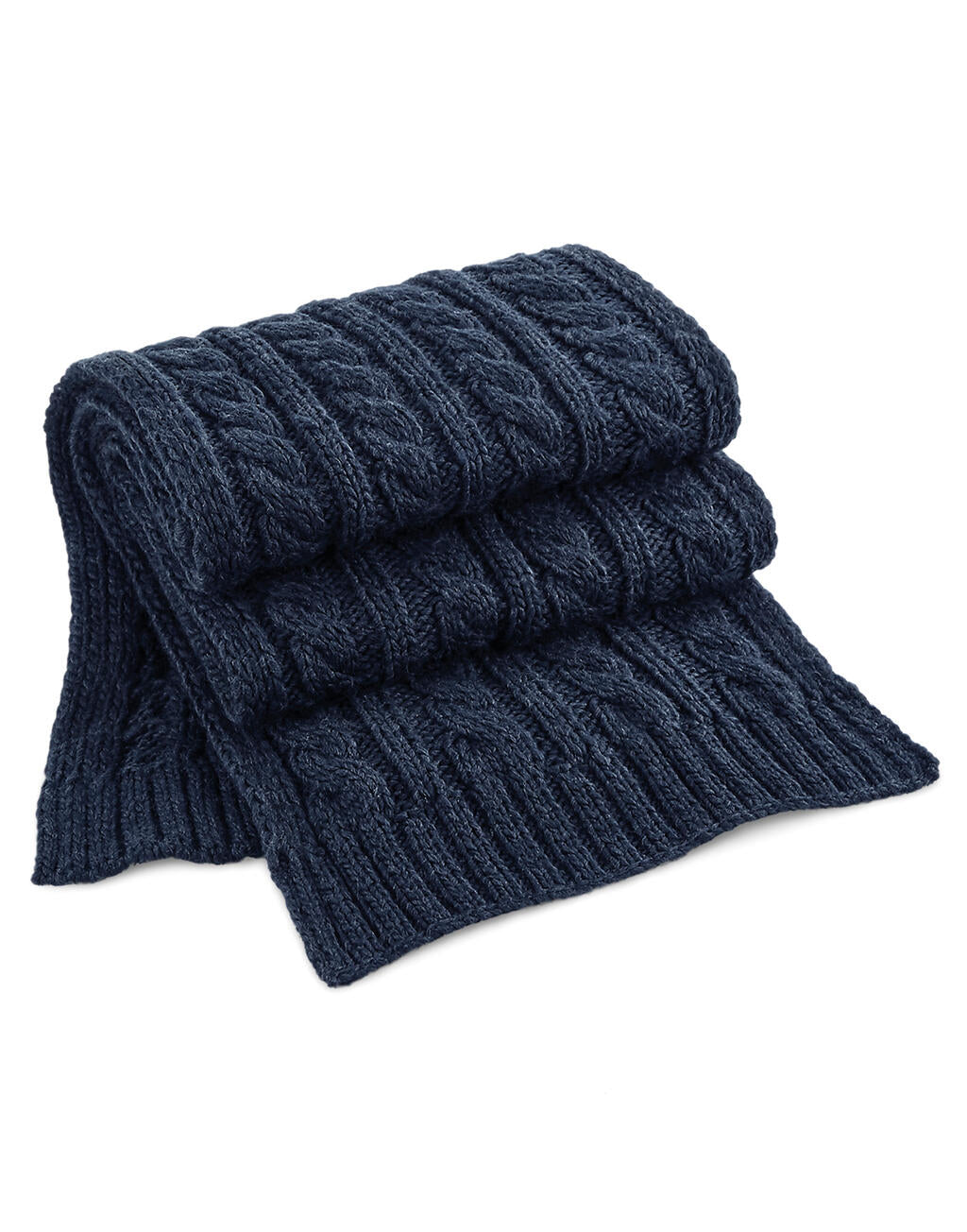 Cable Knit Melange Scarf in Farbe Black