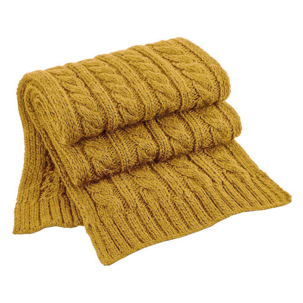 Cable Knit Melange Scarf in Farbe Mustard