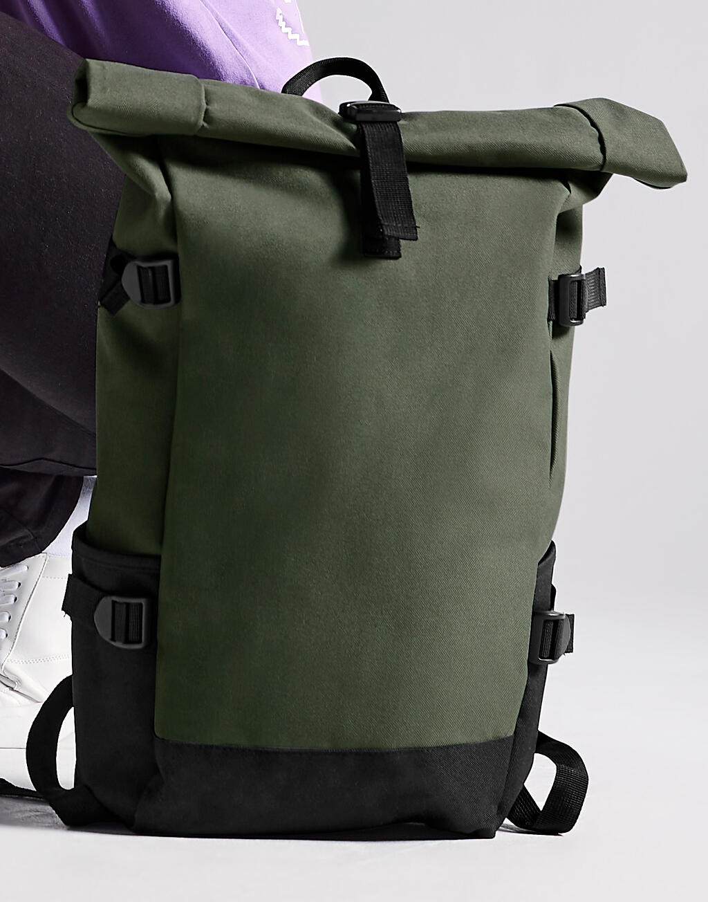 Block Roll-Top Backpack in Farbe Black/Black