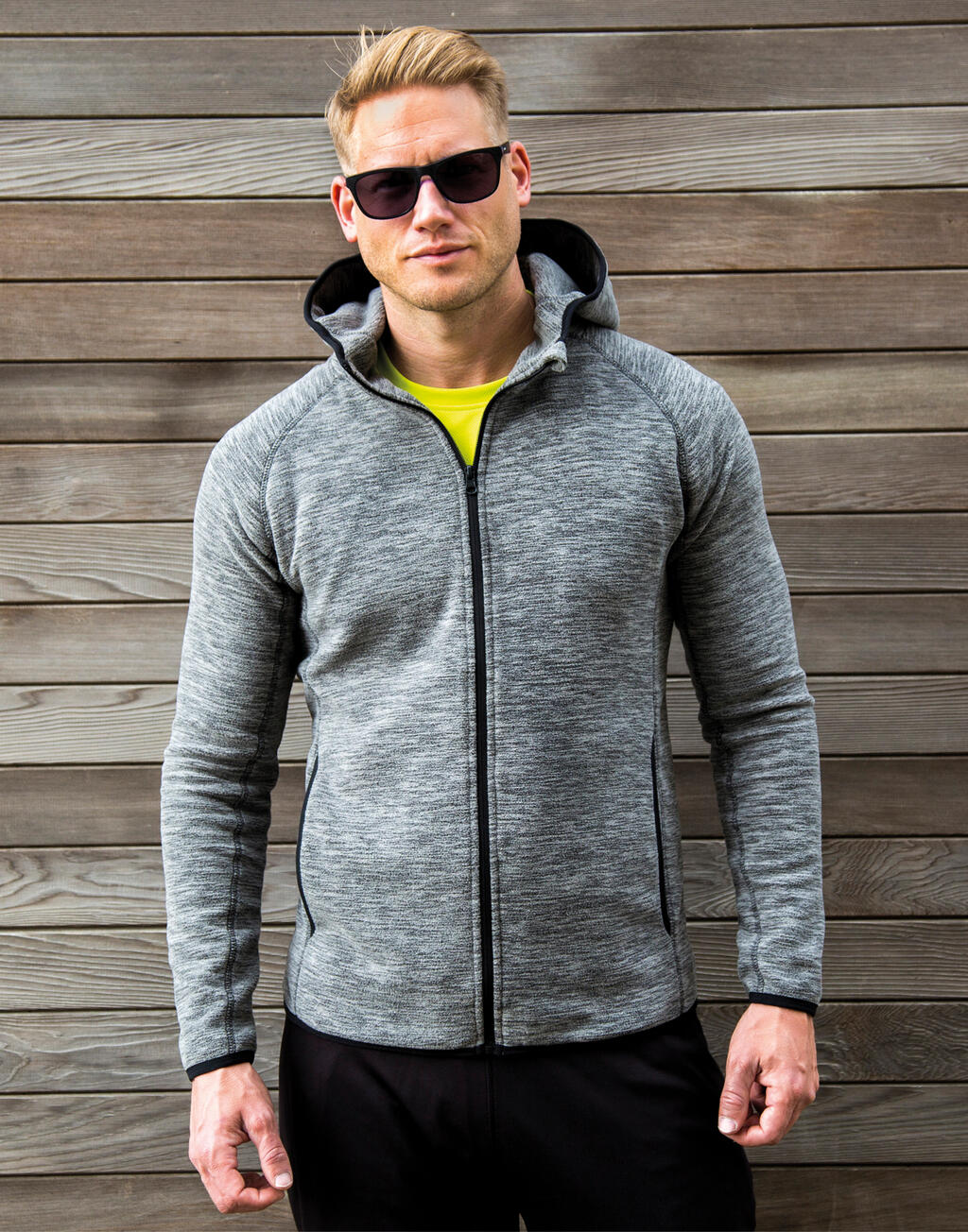 Men's Microfleece Hoodi in Farbe Marl Grey/Black