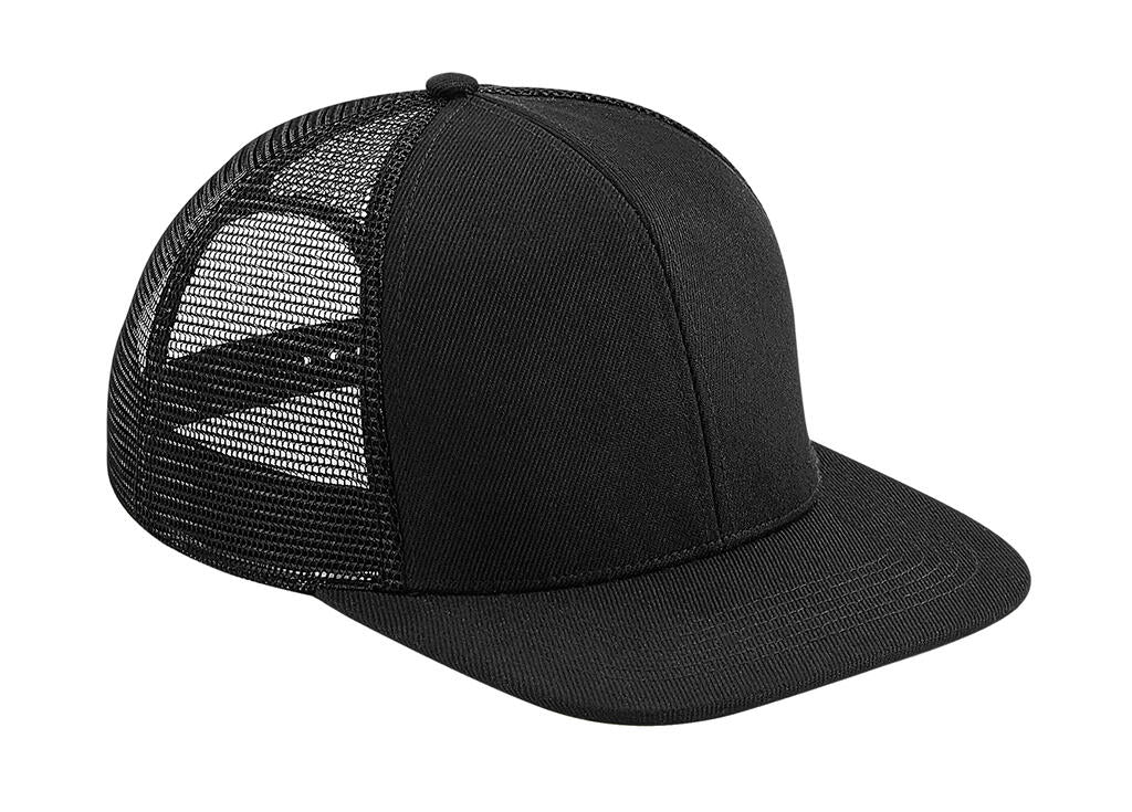 Original Flat Peak 6 Panel Trucker in Farbe Black/Black