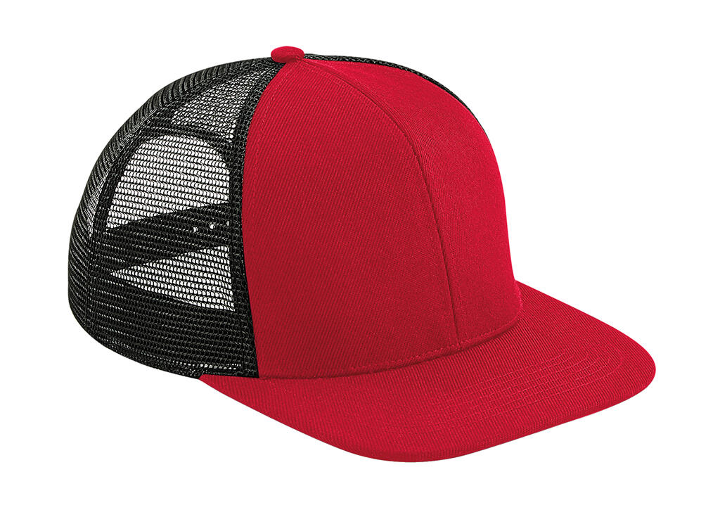 Original Flat Peak 6 Panel Trucker in Farbe Classic Red/Black