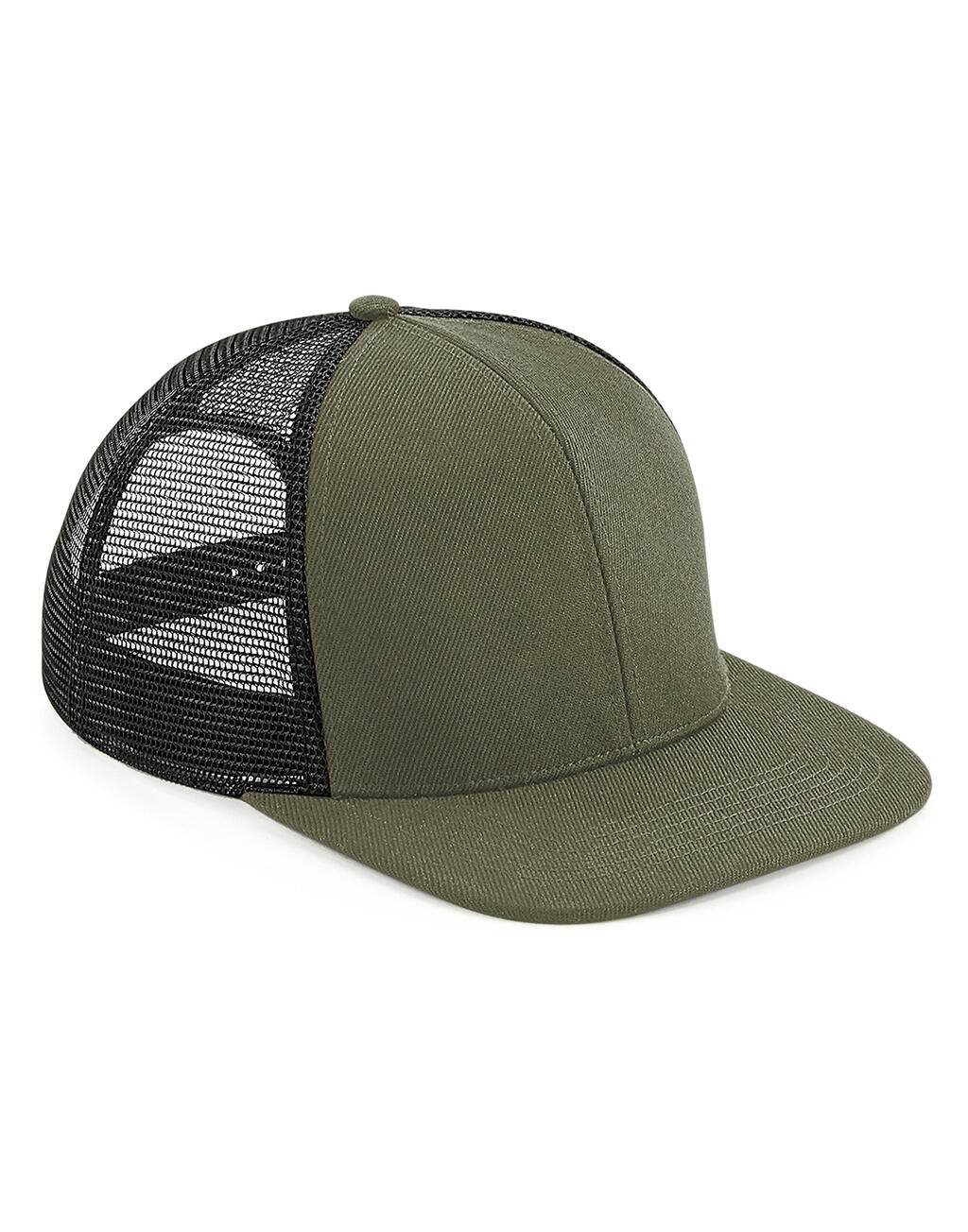 Original Flat Peak 6 Panel Trucker in Farbe Black/Black