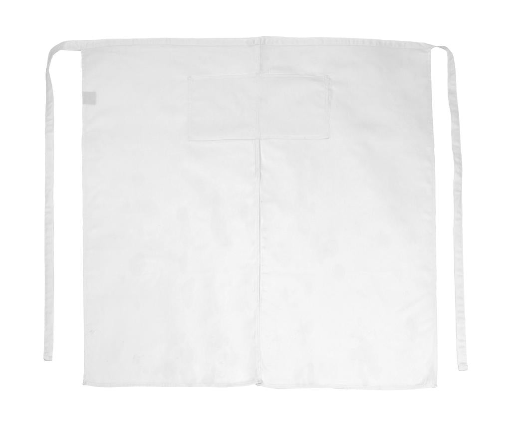 Berlin Long Bistro Apron with Vent and Pocket in Farbe White
