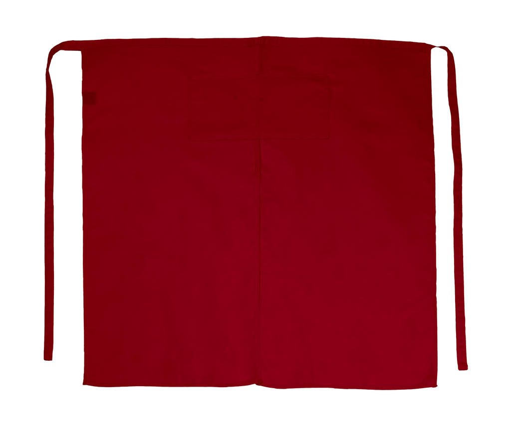 Berlin Long Bistro Apron with Vent and Pocket in Farbe Red