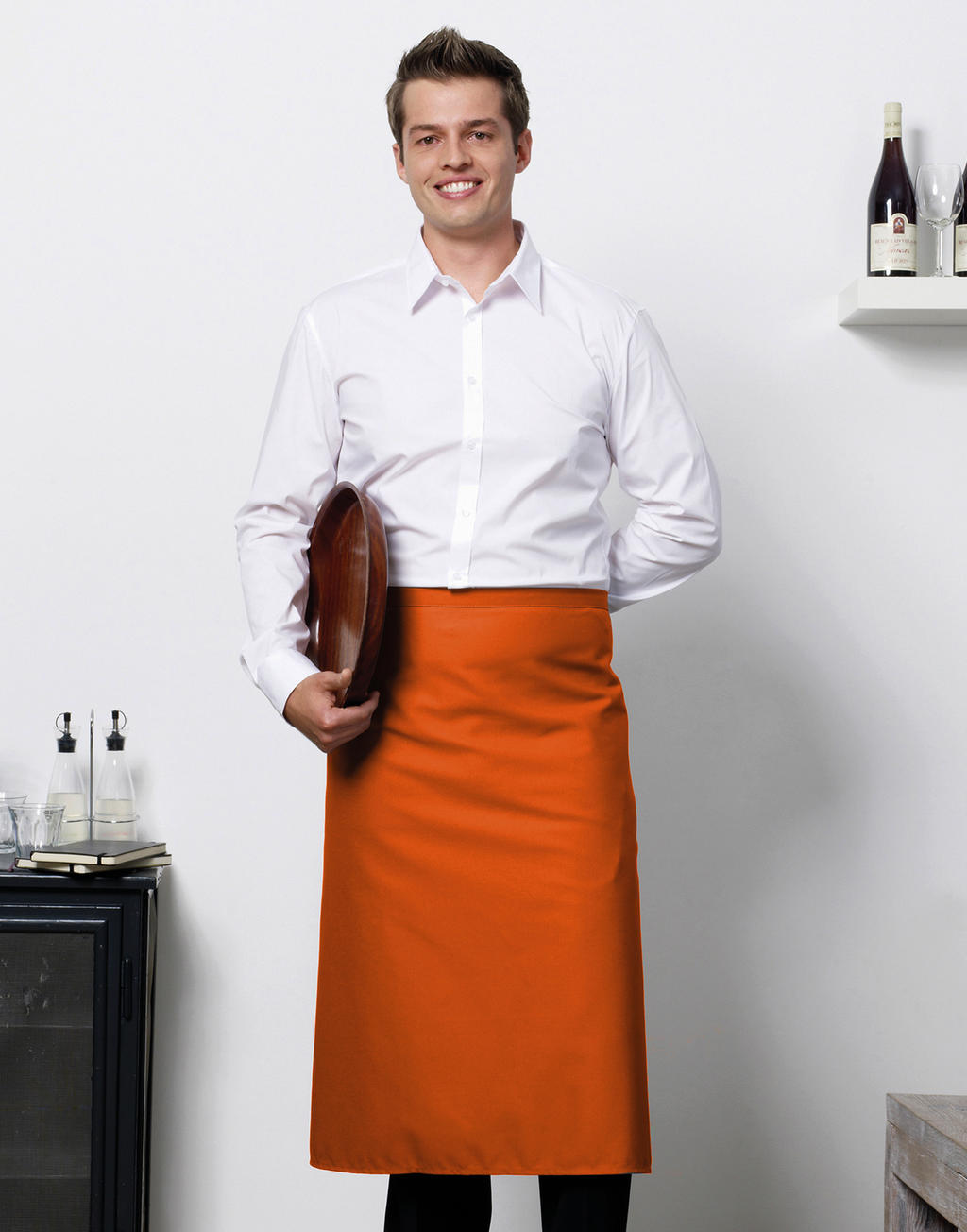 Rome Medium Length Bistro Apron in Farbe White