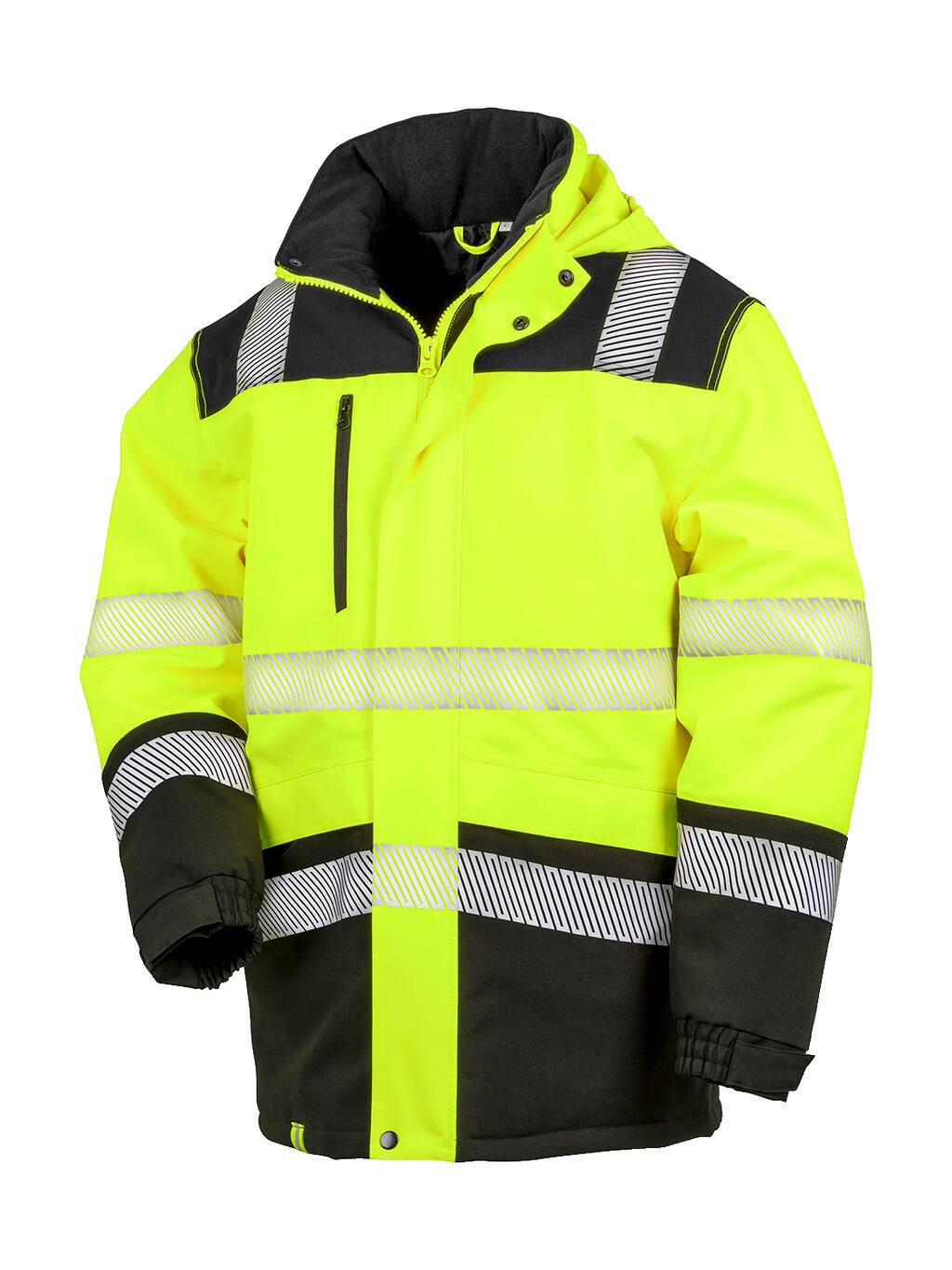 Printable Waterproof Softshell Safety Coat in Farbe Fluorescent Yellow/Black