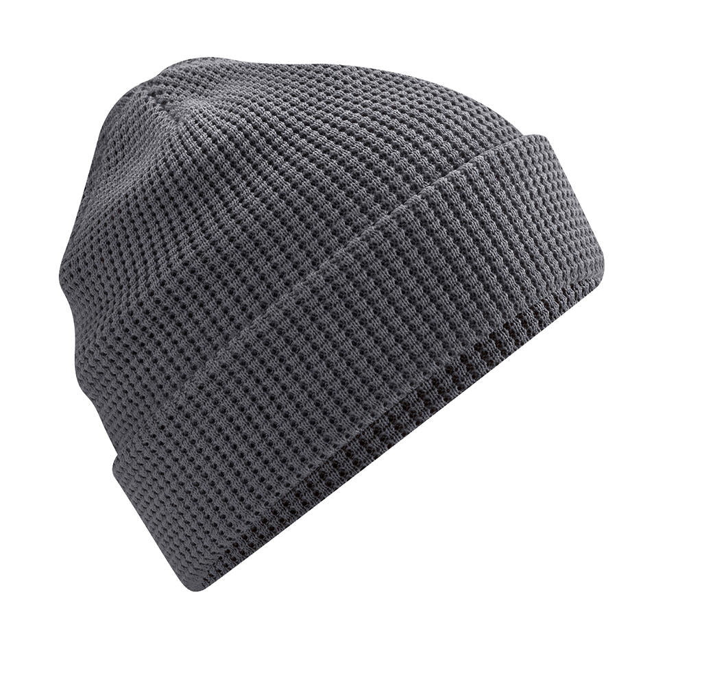 Organic Cotton Waffle Beanie in Farbe Graphite Grey