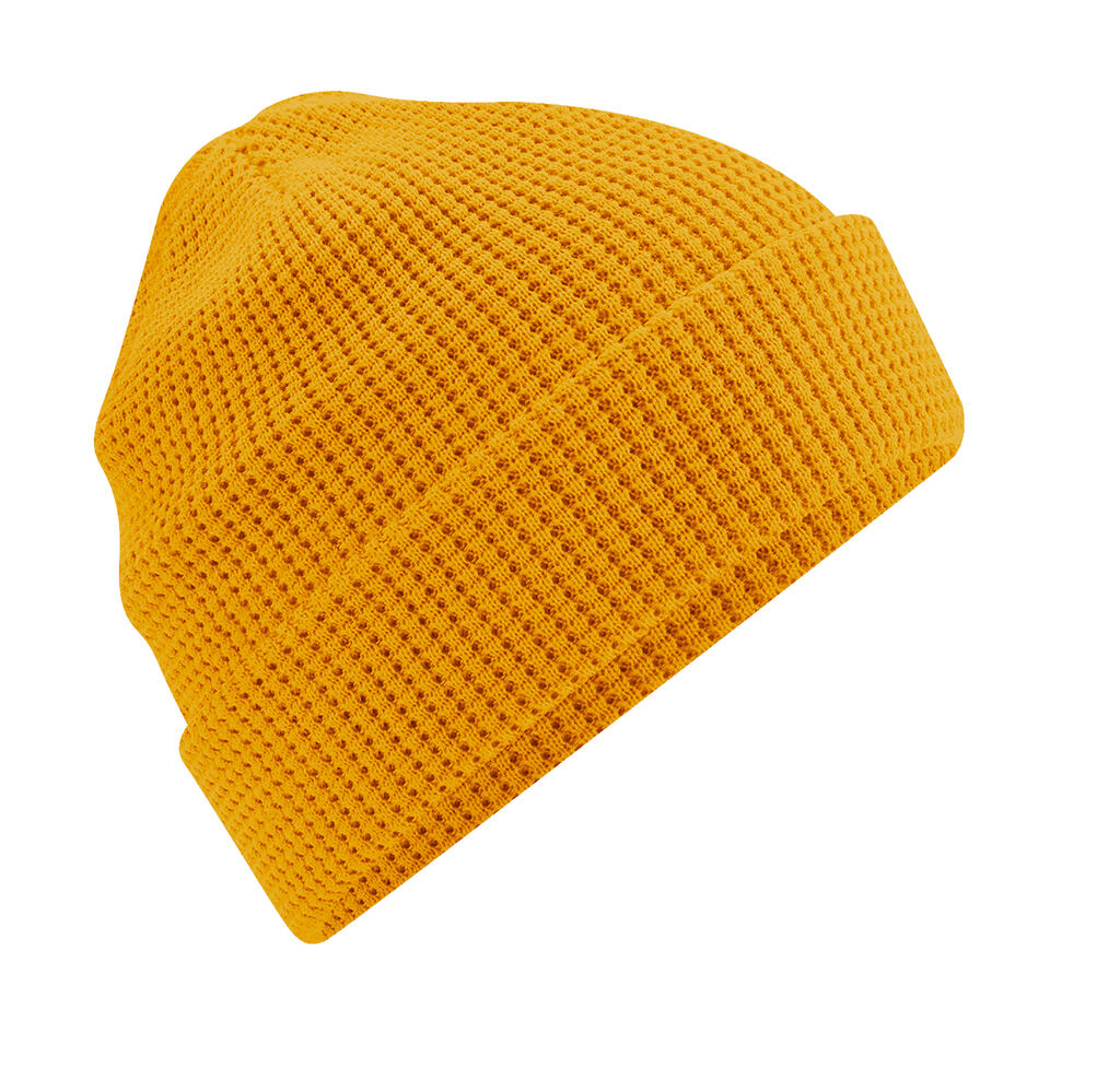 Organic Cotton Waffle Beanie in Farbe Mustard
