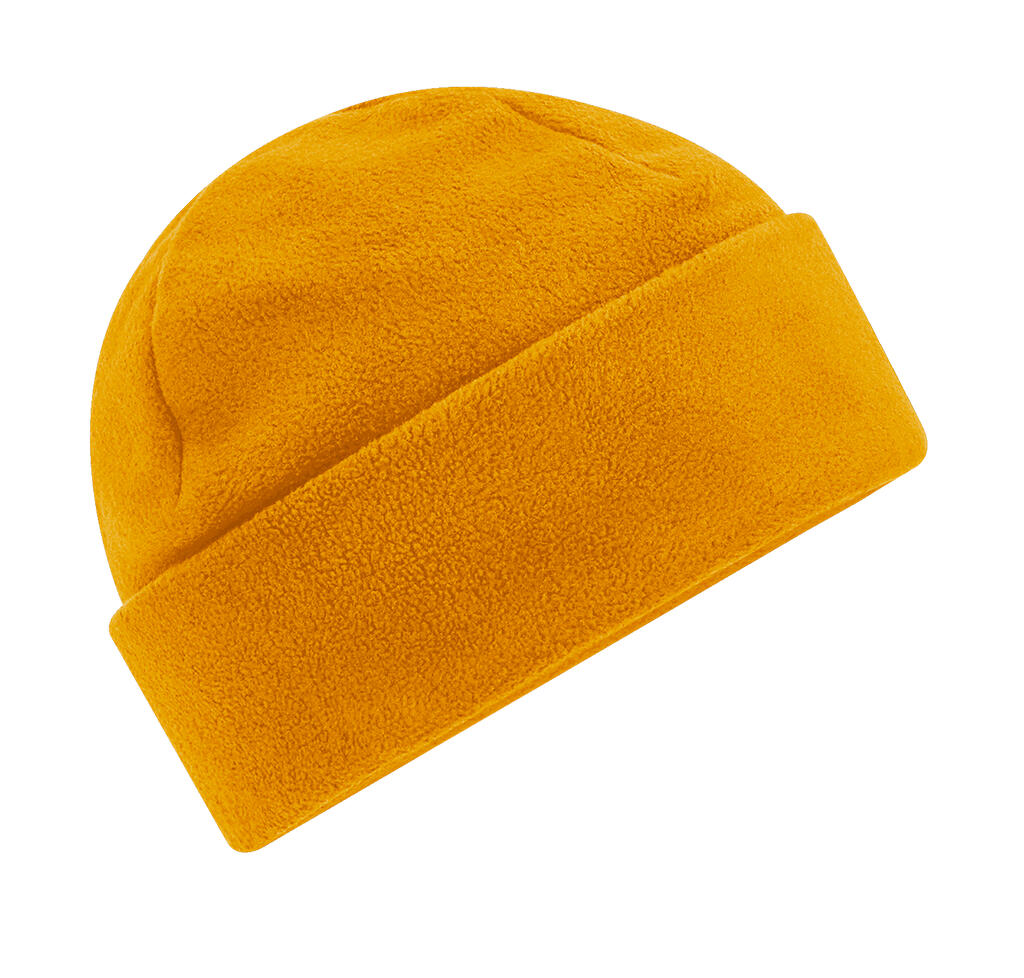 Recycled Fleece Cuffed Beanie in Farbe Mustard