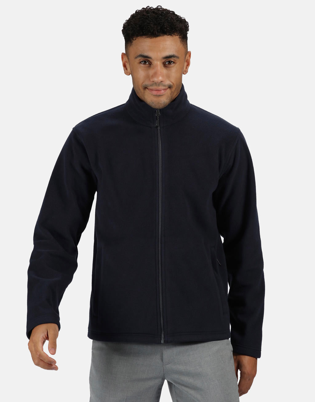 Honestly Made Recycled Full Zip Microfleece in Farbe Black