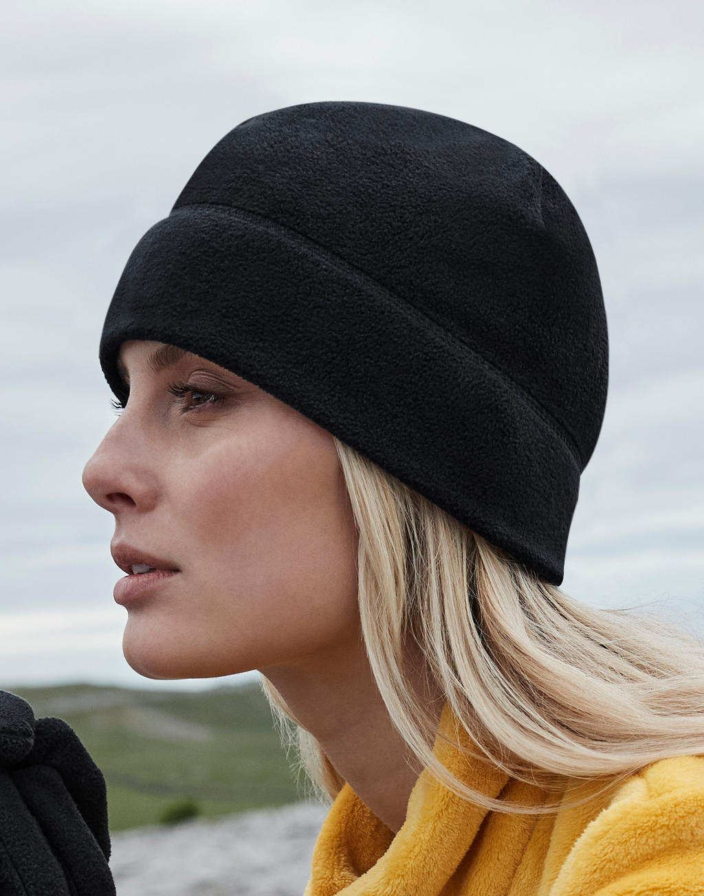 Recycled Fleece Pull-On Beanie in Farbe Black