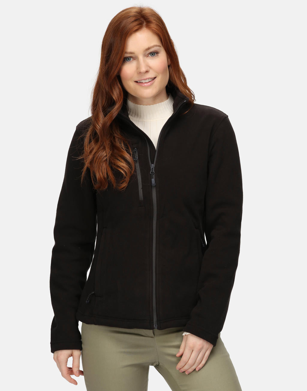 Women's Honestly Made Recycled Full Zip Fleece in Farbe Black