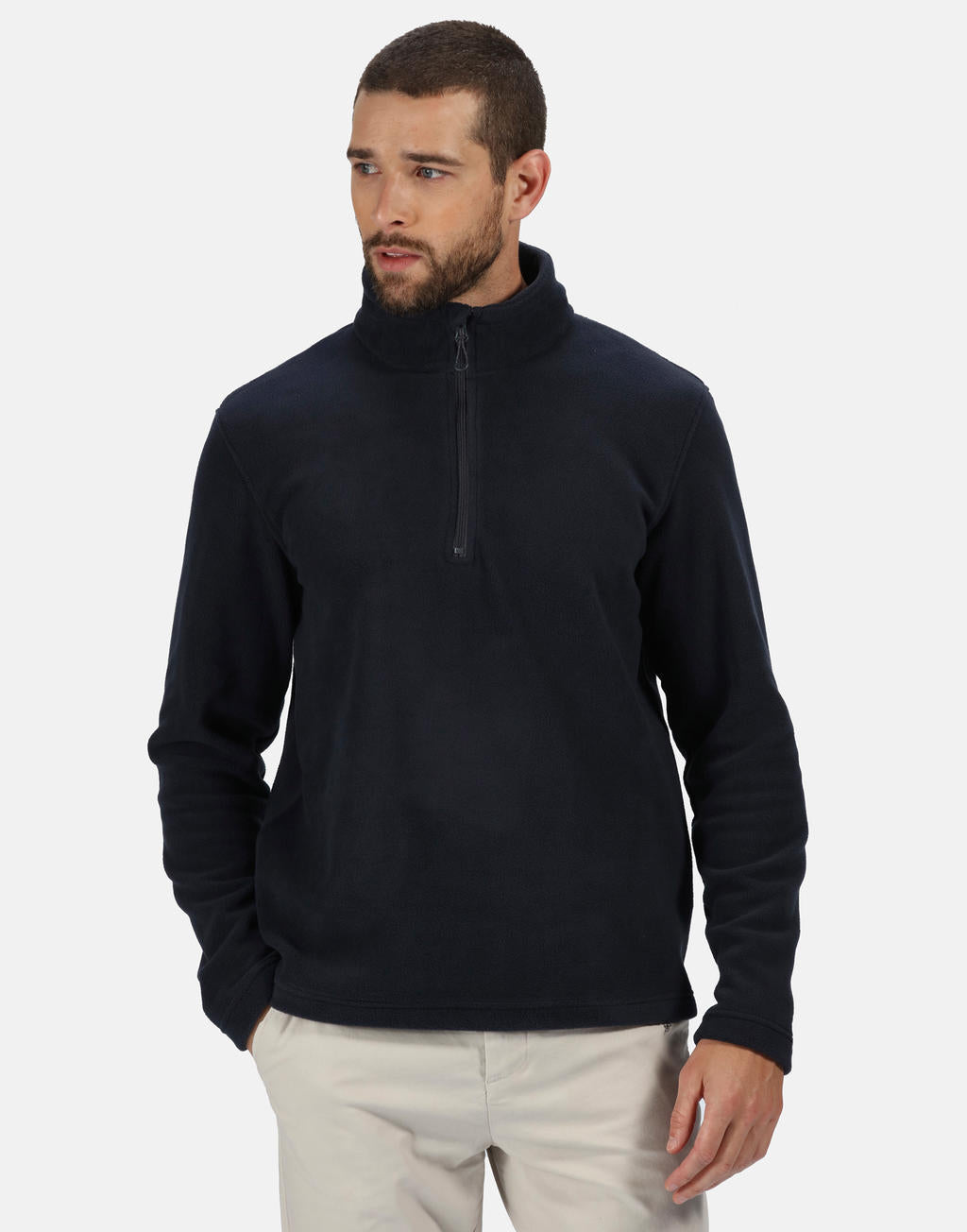 Honestly Made Recycled Half Zip Fleece in Farbe Black