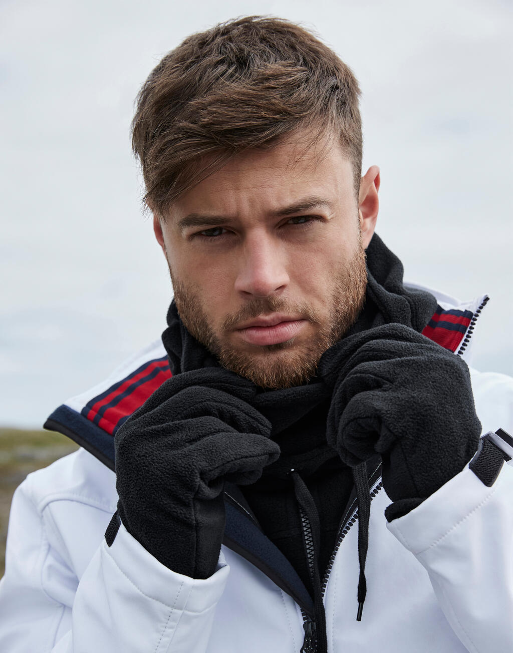 Recycled Fleece Hood in Farbe Black