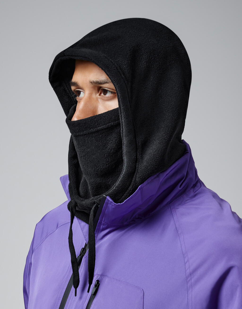 Recycled Fleece Hood in Farbe Black