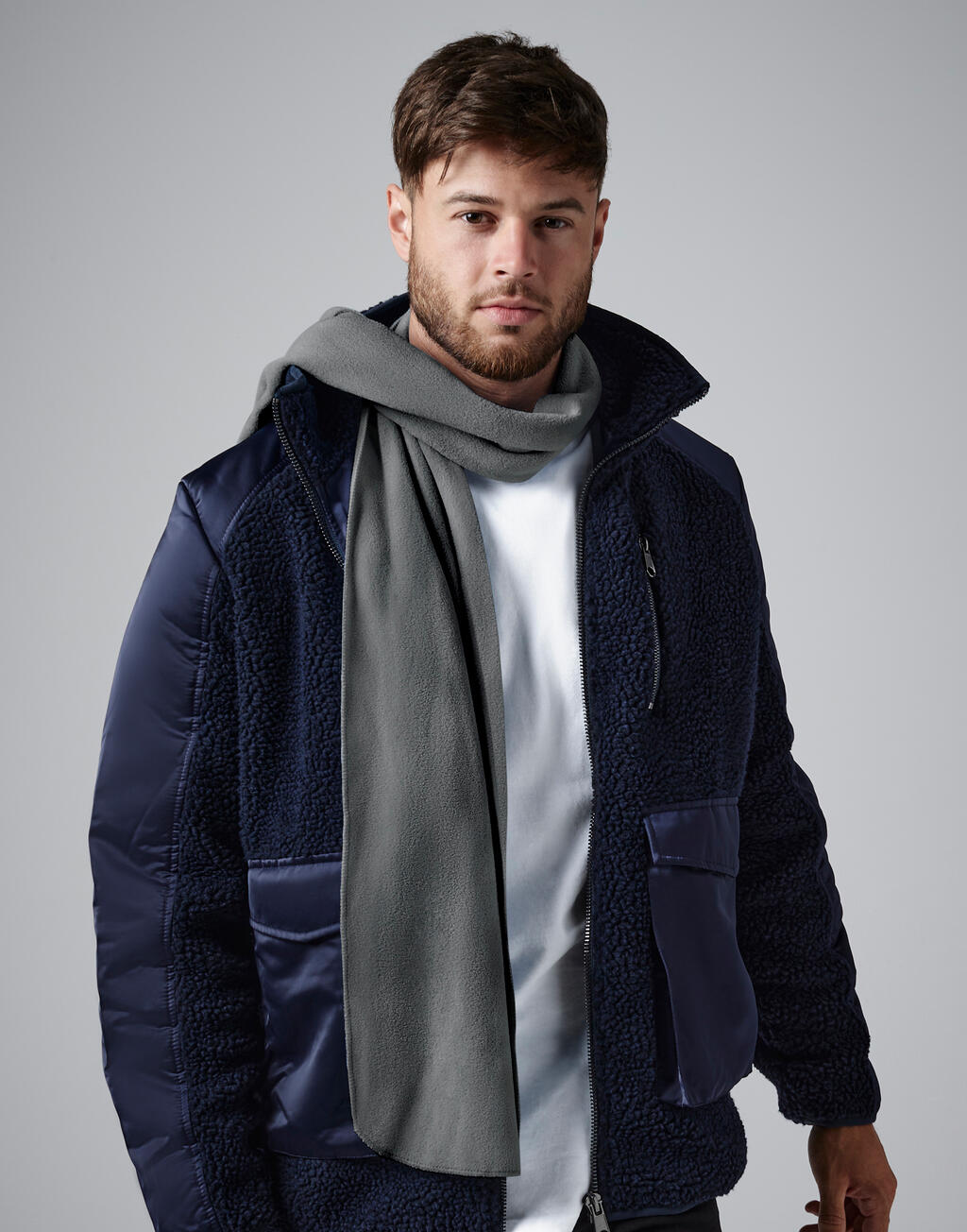 Recycled Fleece Scarf in Farbe Black
