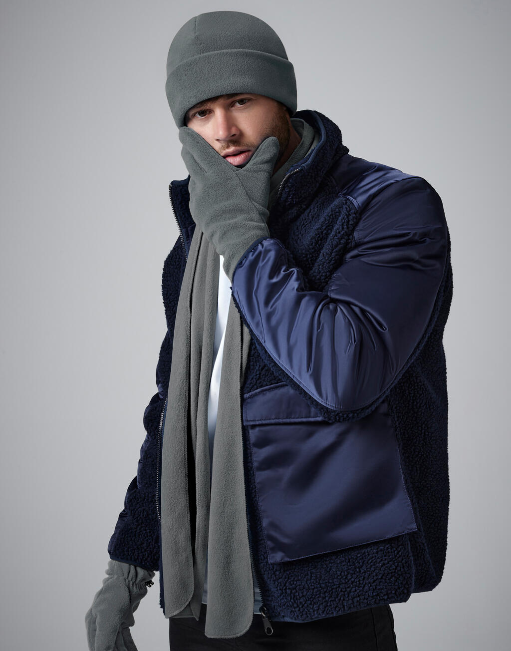 Recycled Fleece Scarf in Farbe Black
