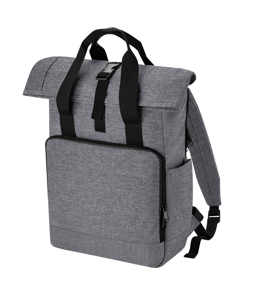 Recycled Twin Handle Roll-Top Laptop Backpack in Farbe Grey Marl