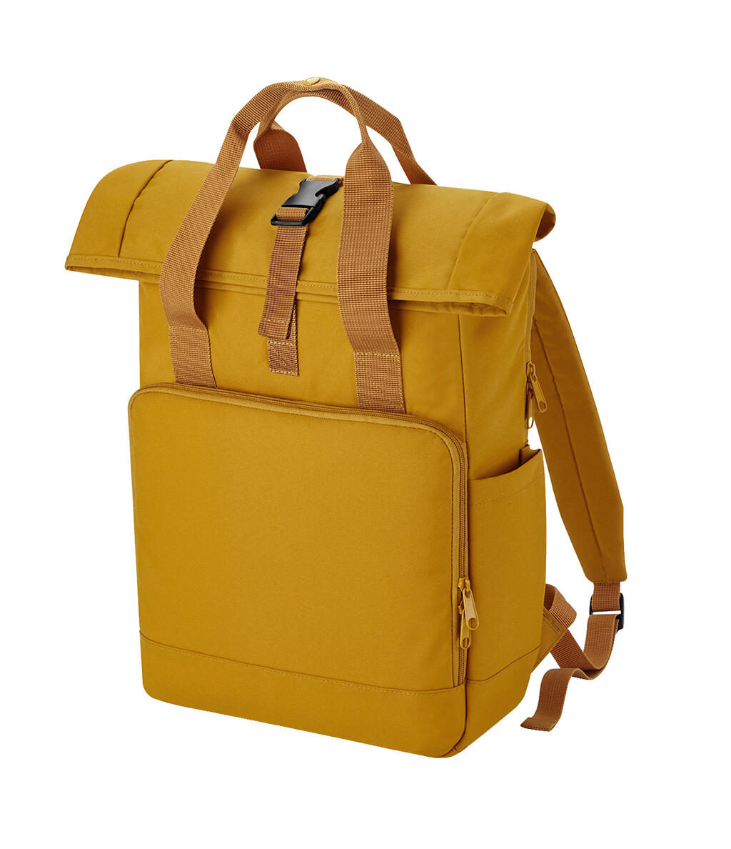 Recycled Twin Handle Roll-Top Laptop Backpack in Farbe Mustard