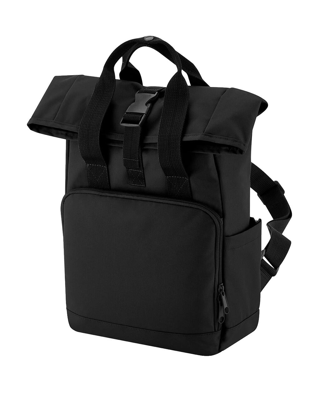 Recycled Mini Twin Handle Roll-Top Backpack in Farbe Black