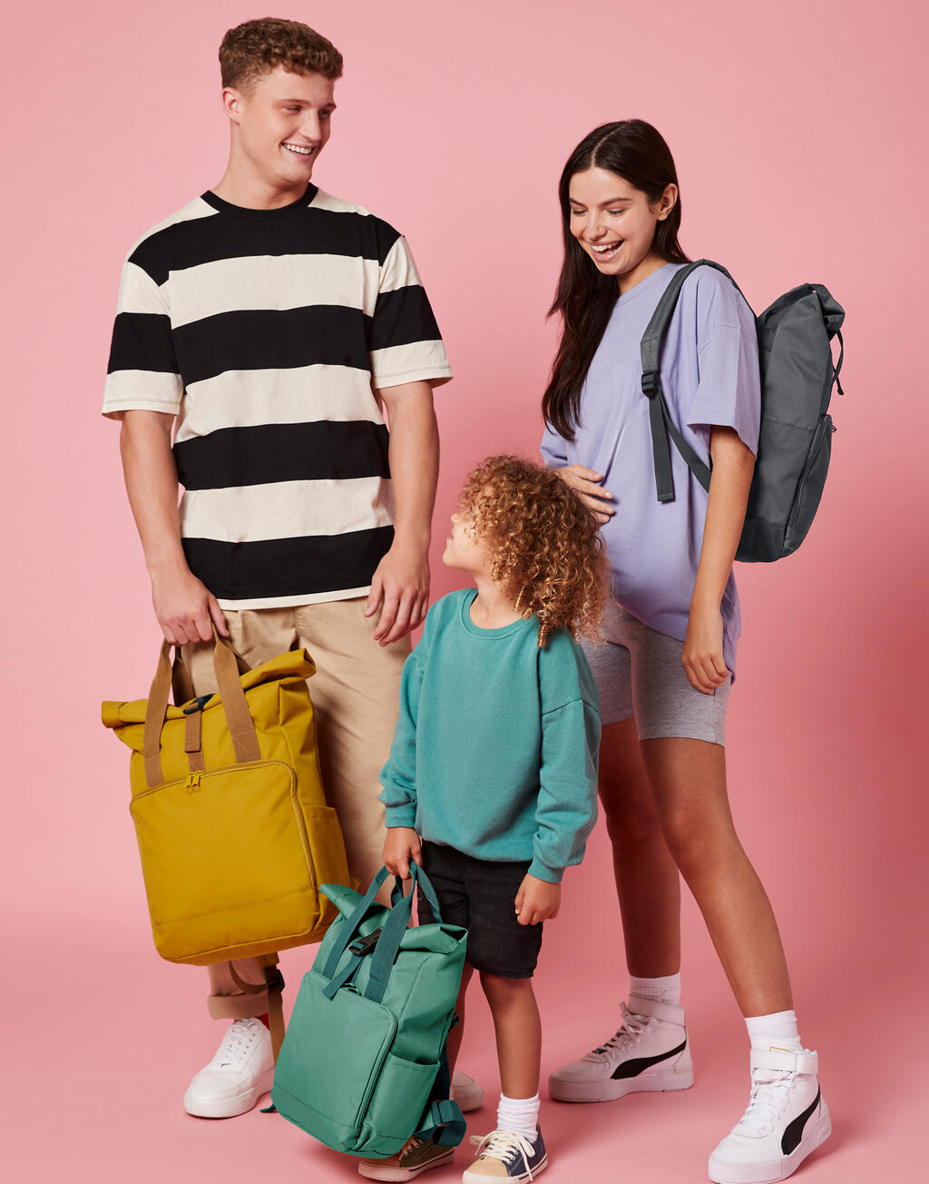 Recycled Mini Twin Handle Roll-Top Backpack in Farbe Black