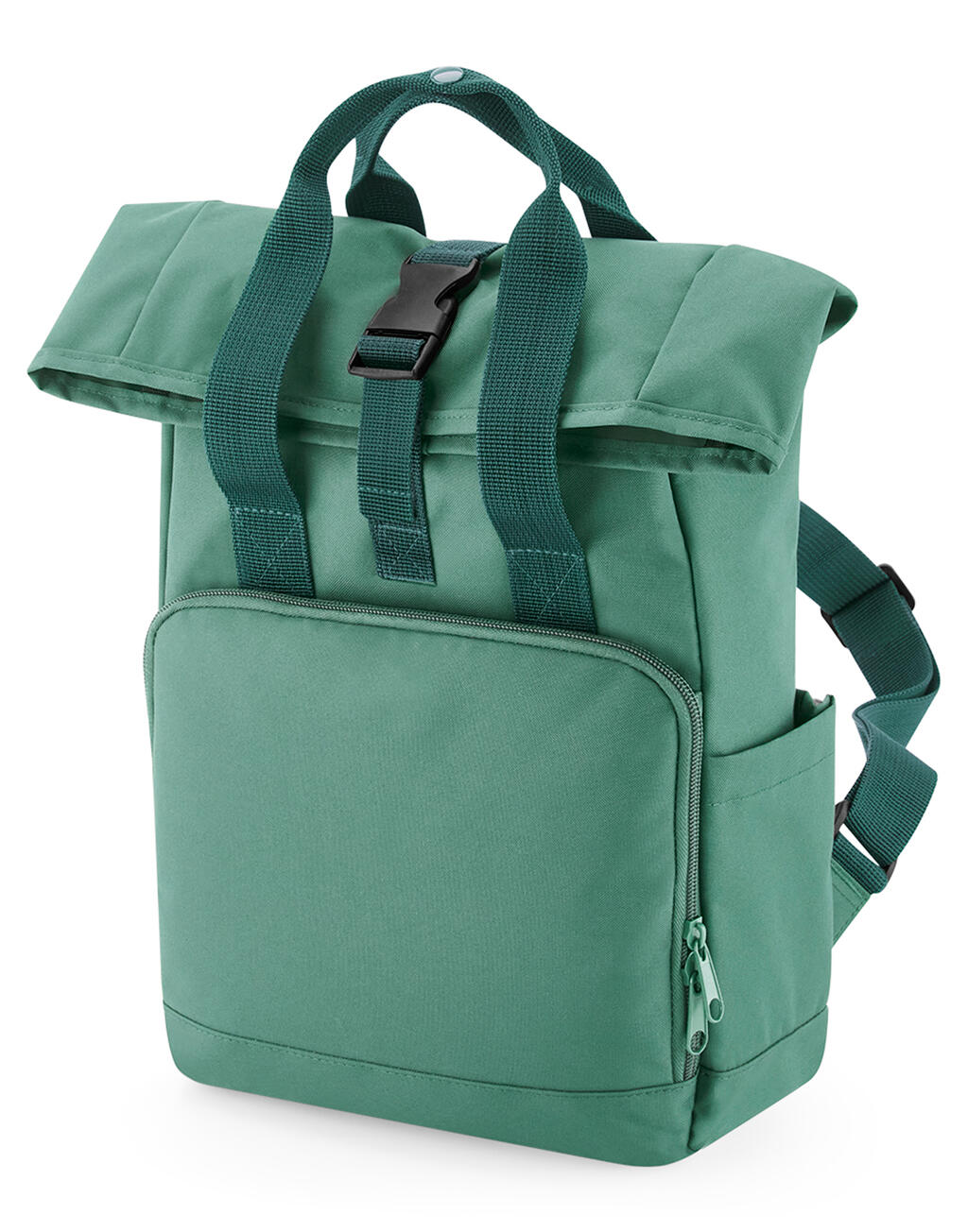 Recycled Mini Twin Handle Roll-Top Backpack in Farbe Black