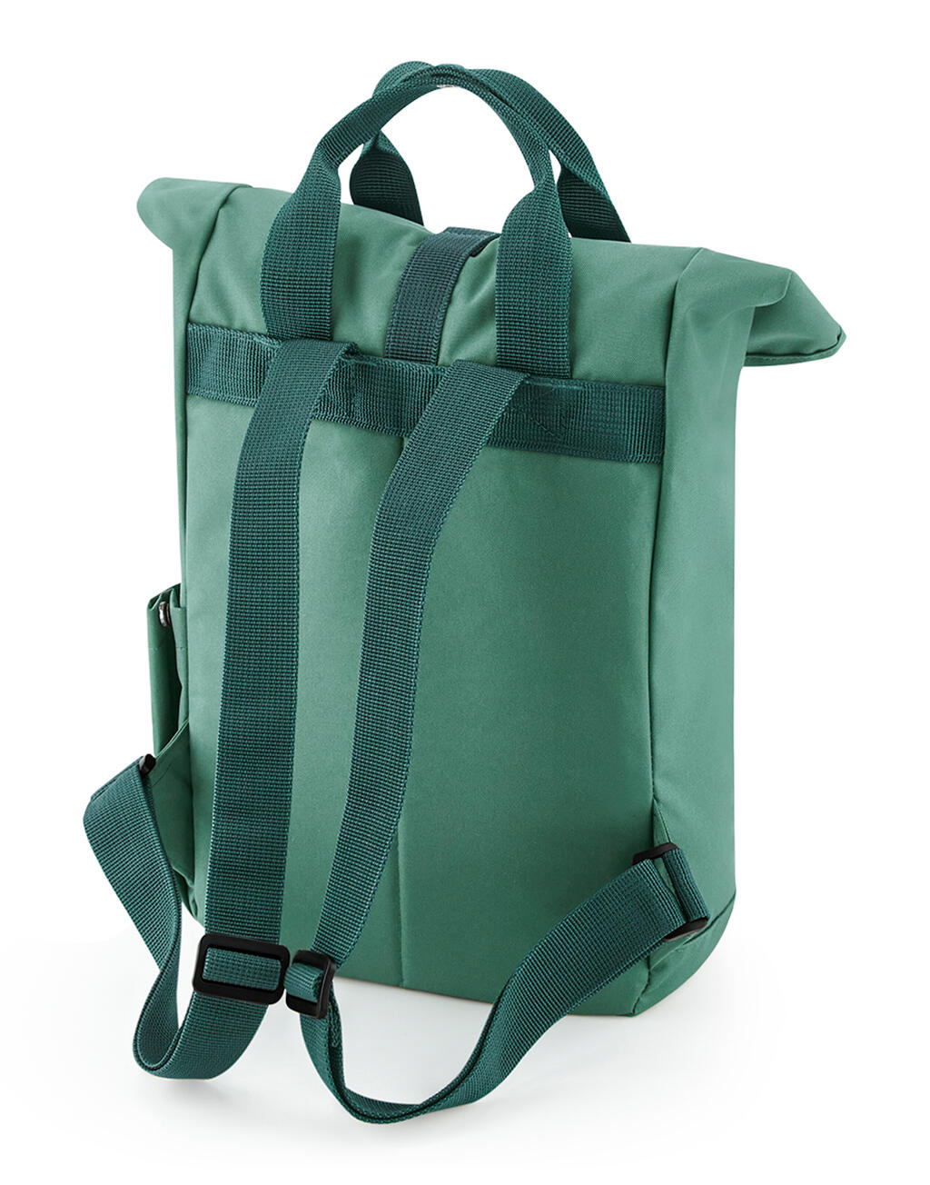 Recycled Mini Twin Handle Roll-Top Backpack in Farbe Black