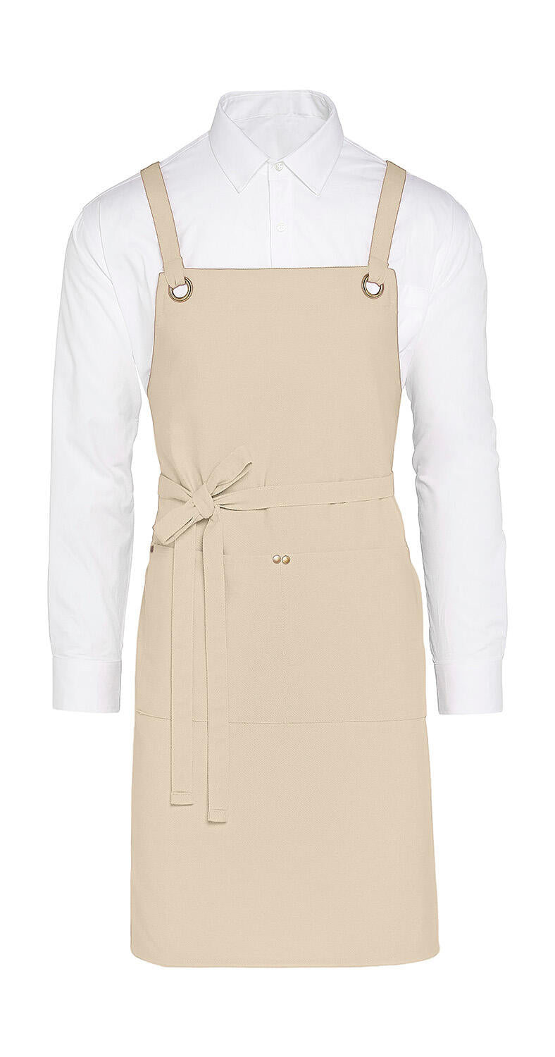 PROVENCE - Crossover Eyelets Bib Apron with Pocket - ShirtStore