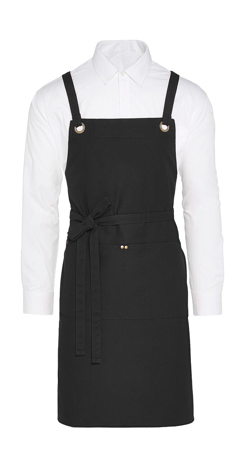 PROVENCE - Crossover Eyelets Bib Apron with Pocket - ShirtStore