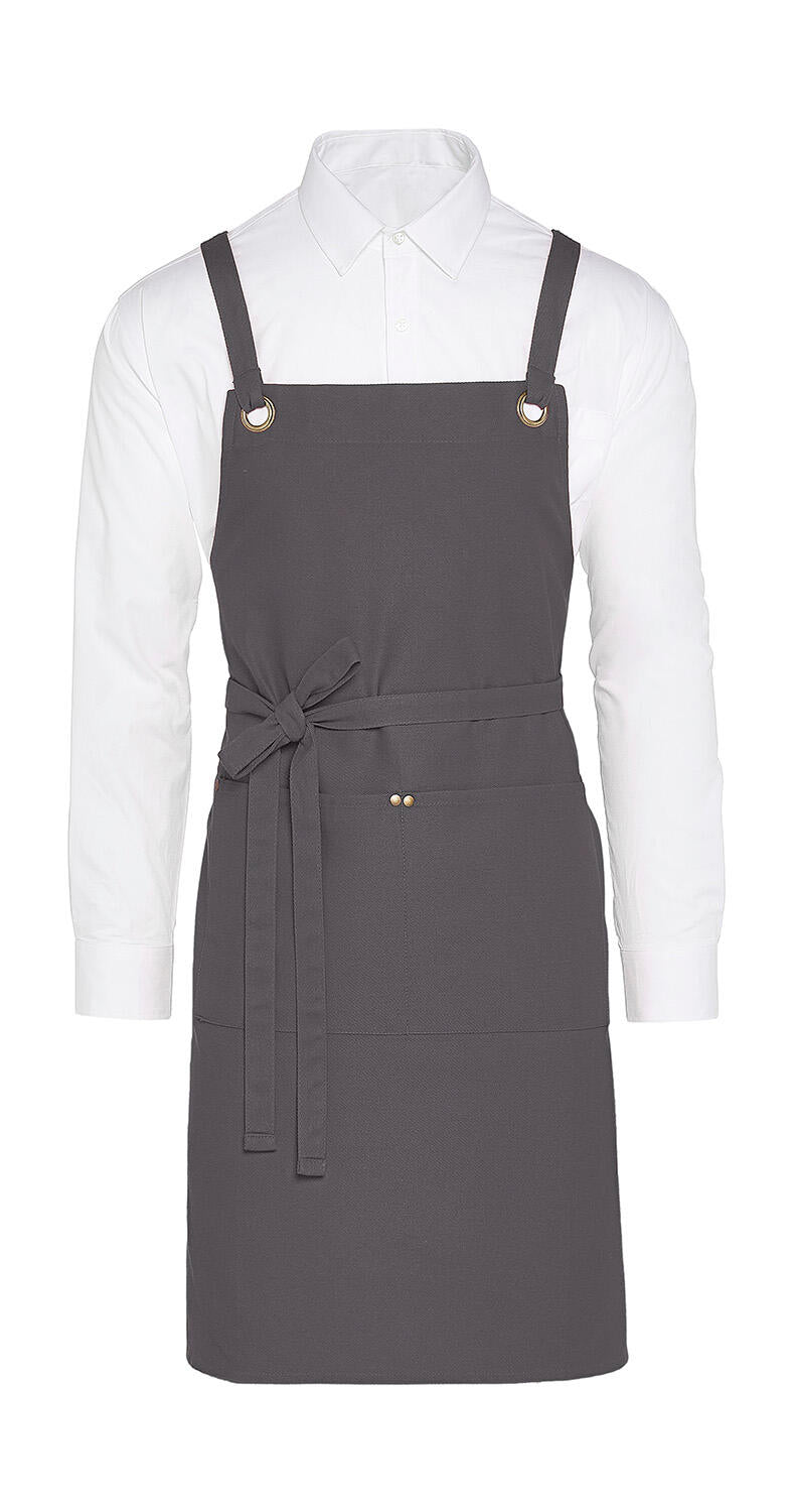 PROVENCE - Crossover Eyelets Bib Apron with Pocket - ShirtStore