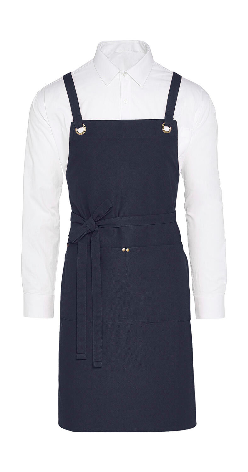 PROVENCE - Crossover Eyelets Bib Apron with Pocket - ShirtStore