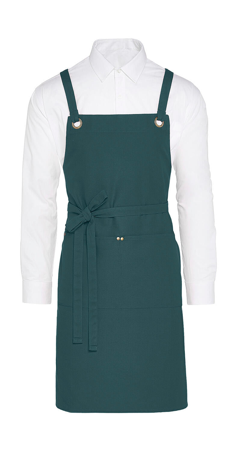 PROVENCE - Crossover Eyelets Bib Apron with Pocket - ShirtStore