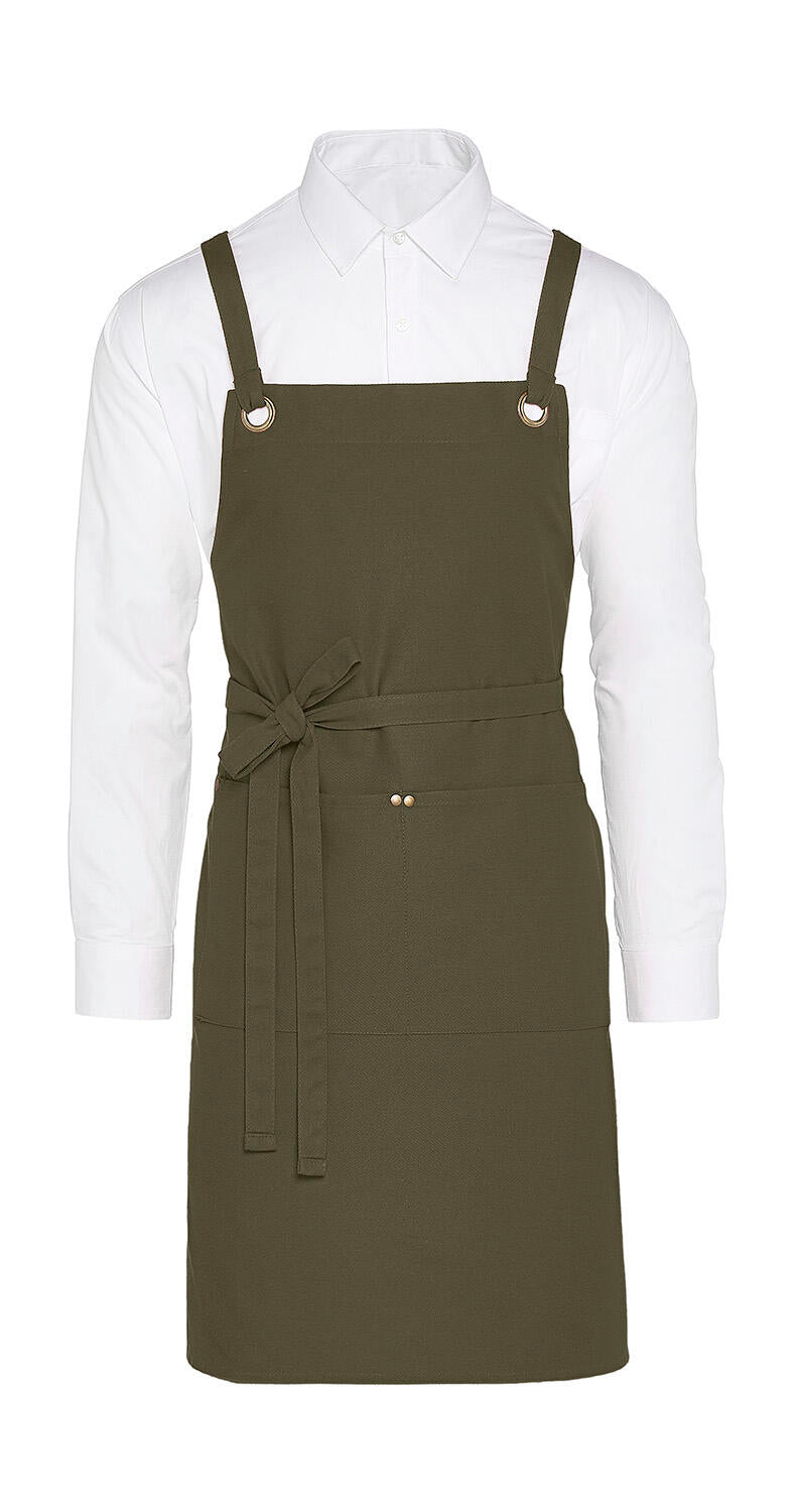PROVENCE - Crossover Eyelets Bib Apron with Pocket - ShirtStore