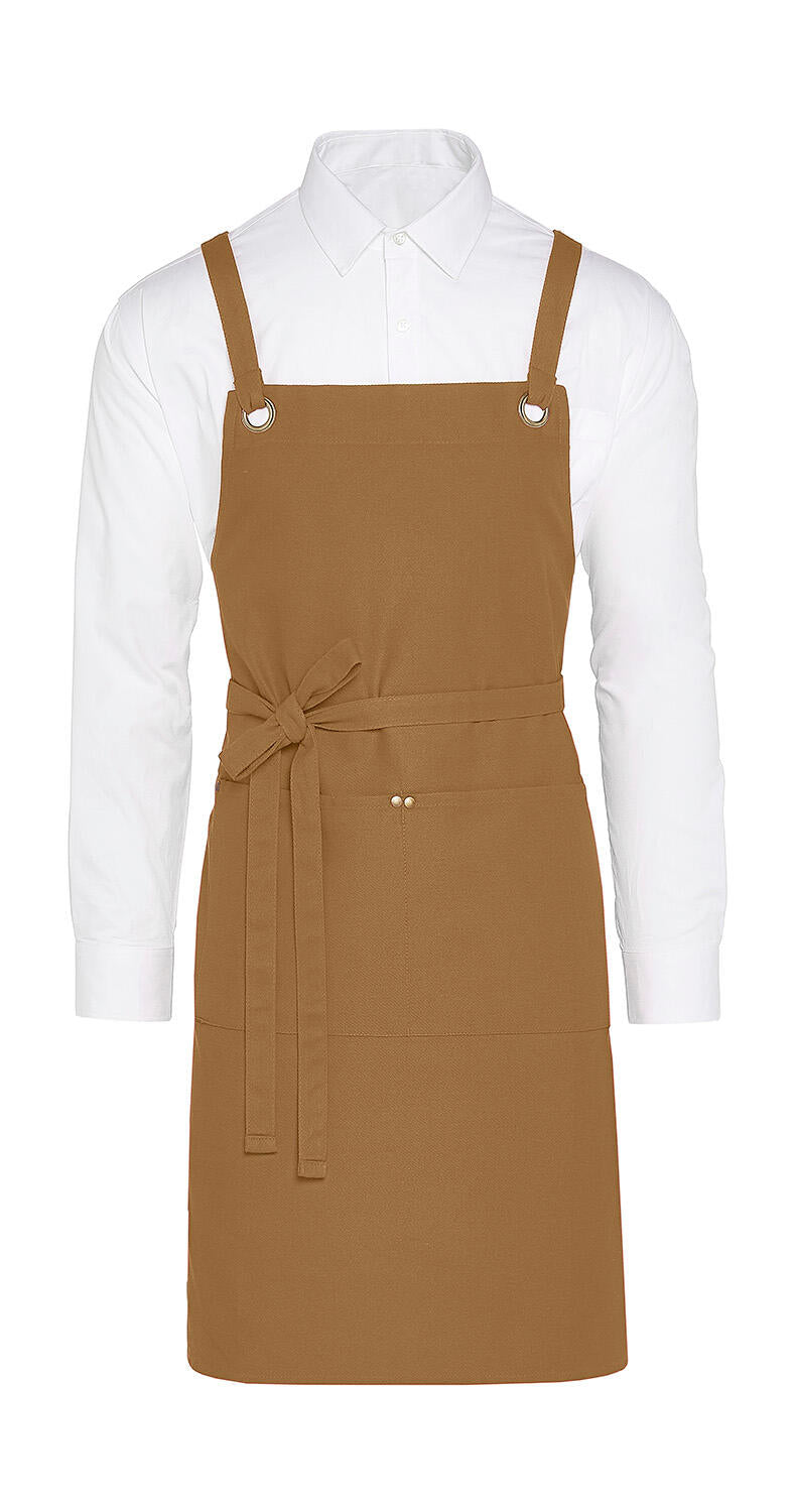 PROVENCE - Crossover Eyelets Bib Apron with Pocket - ShirtStore