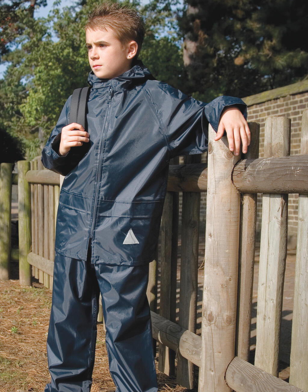 Junior Waterproof Jacket/Trouser Set in Farbe Navy