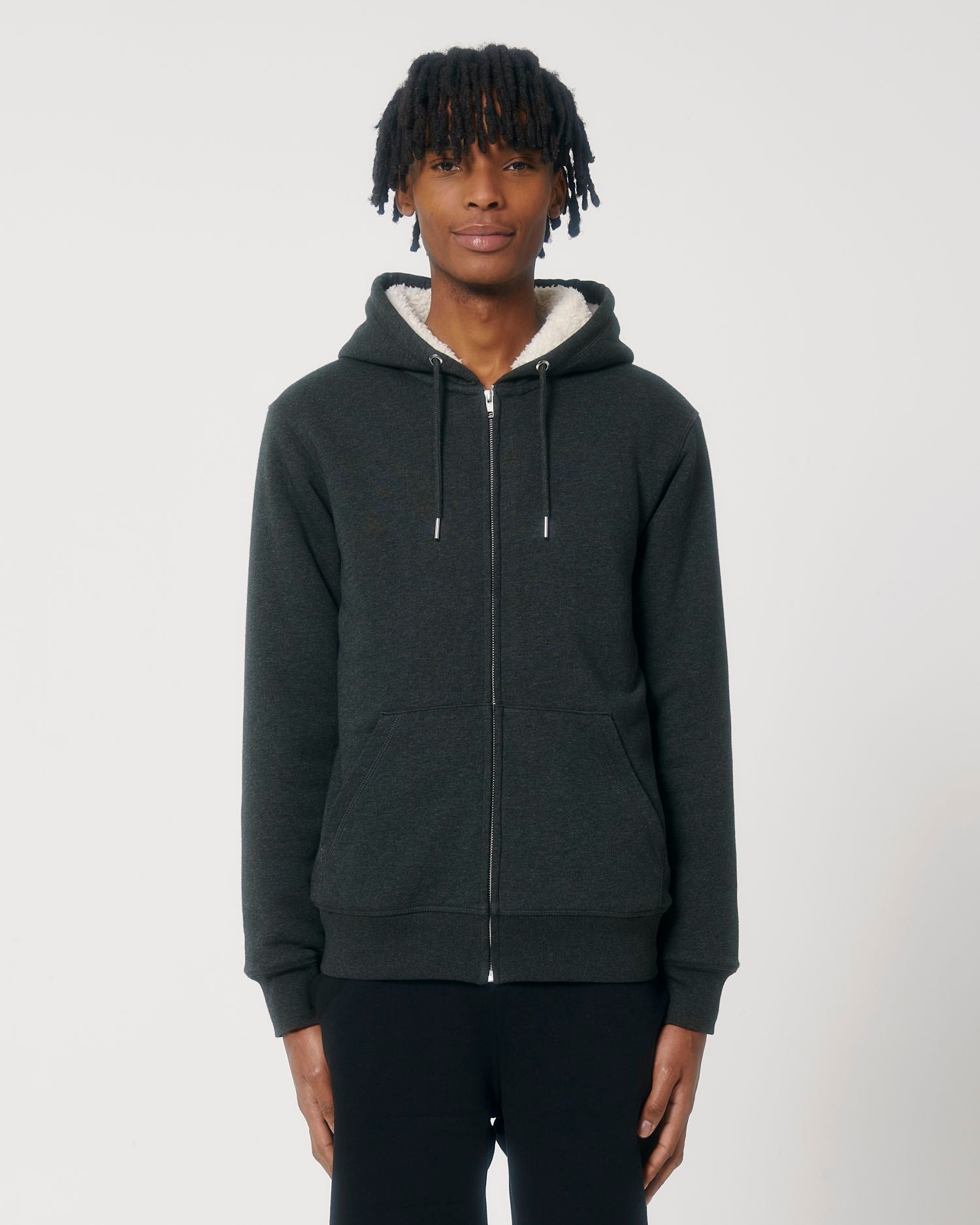 Zip-thru sweatshirts Hygger Sherpa in Farbe Dark Heather Grey