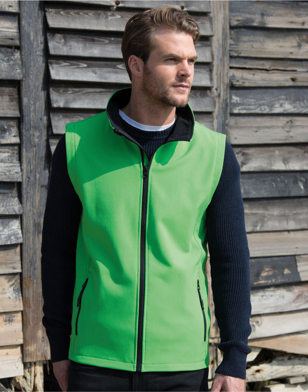 Men's Printable Softshell Bodywarmer in Farbe White/Black