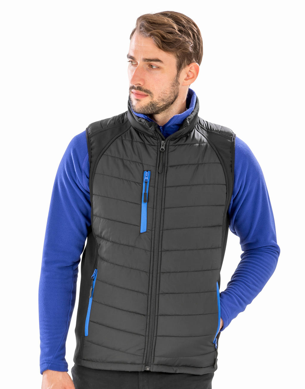Black Compass Padded Softshell Gilet in Farbe Black/Yellow