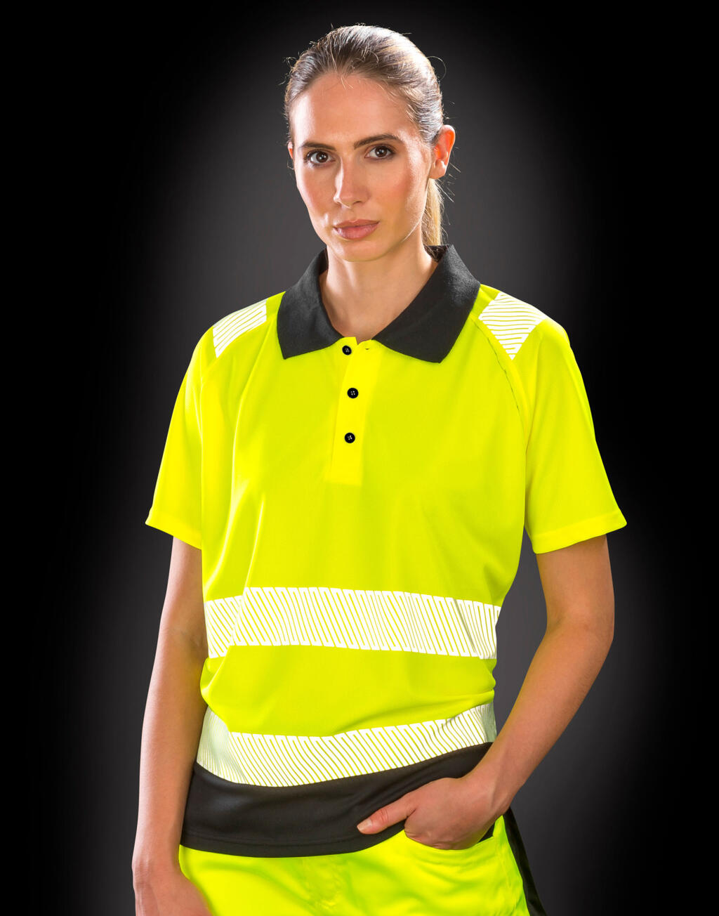 Recycled Safety Polo Shirt in Farbe Fluorescent Orange