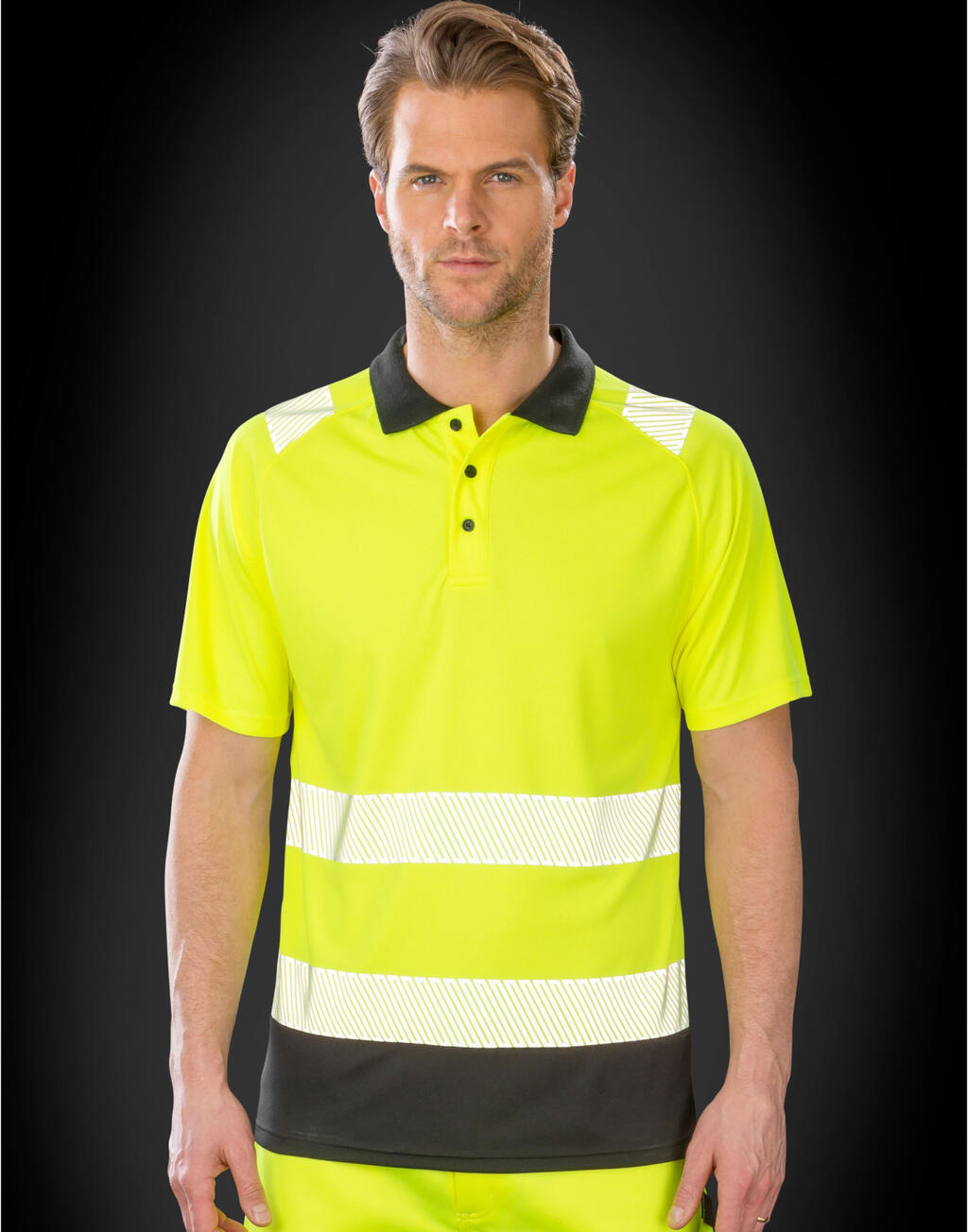 Recycled Safety Polo Shirt in Farbe Fluorescent Orange