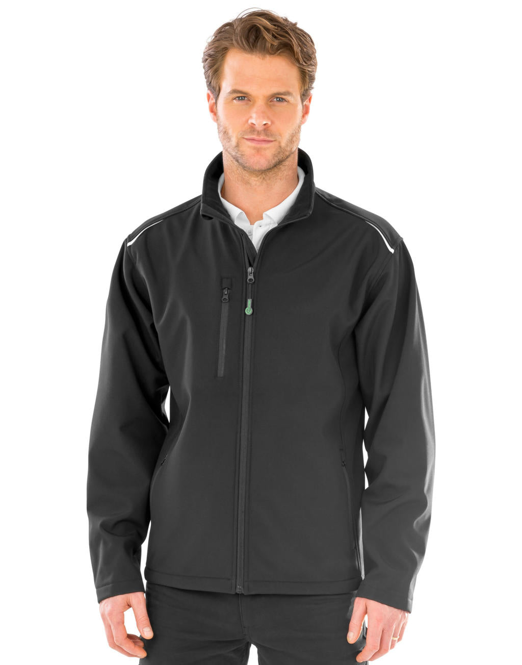 Recycled 3-Layer Printable Softshell Jacket in Farbe Black
