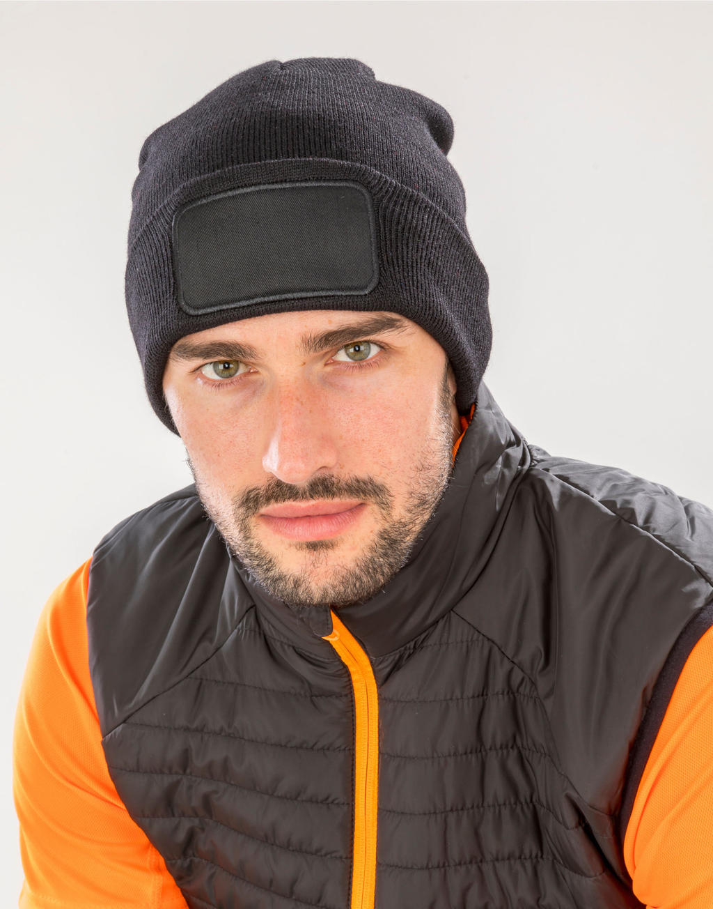 Recycled Double Knit Printers Beanie in Farbe Black