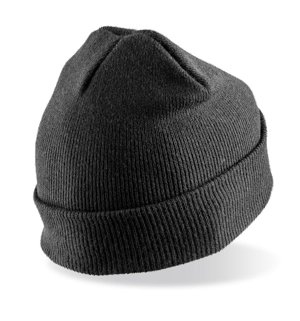 Recycled Double Knit Printers Beanie in Farbe Black