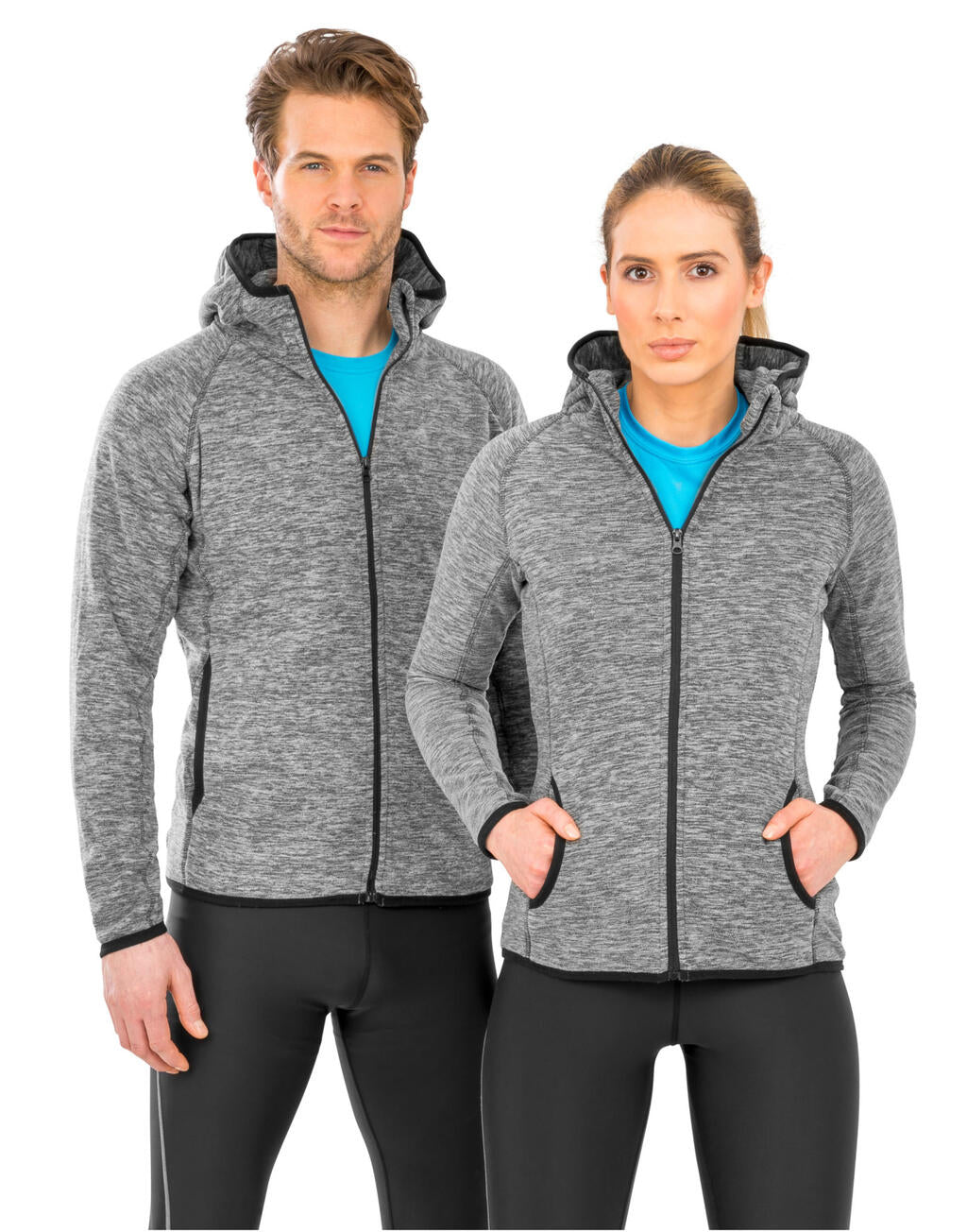 Men's Microfleece Hoodi in Farbe Marl Grey/Black